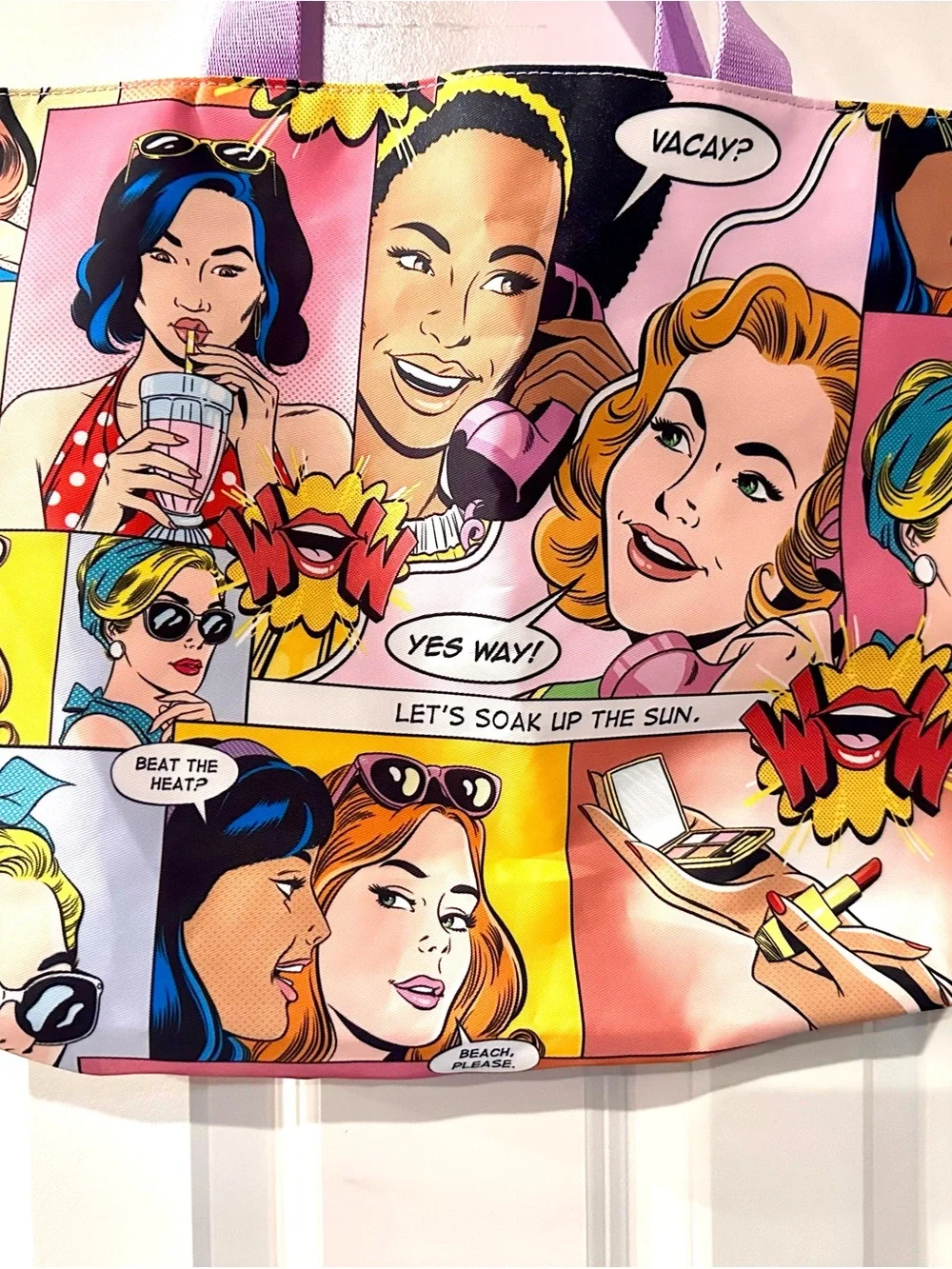 Pop Art Comic Print Tote Bag in Multicolor